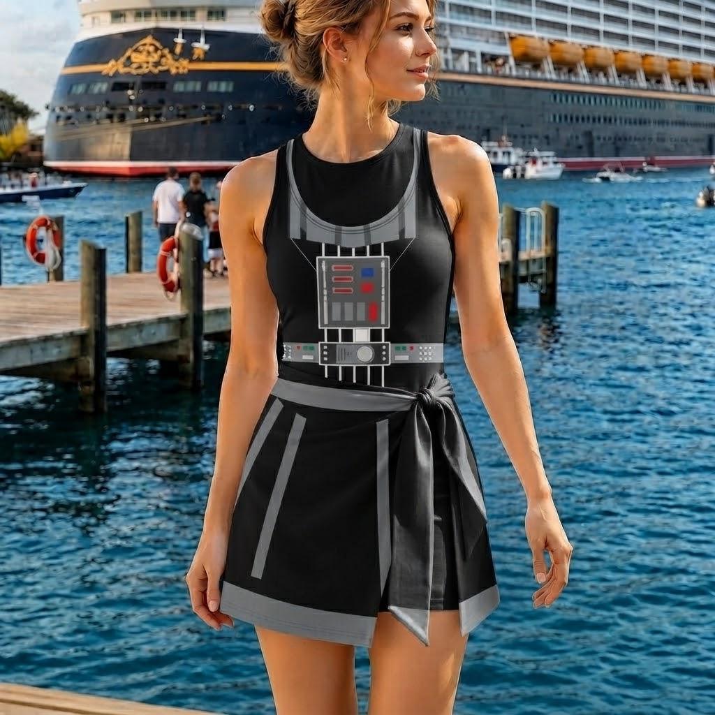 Disney Star Wars Darth Vader Tennis Skirt Dress, Dark Side Galaxy Sundress, Theme Park Outfit, Sith Lord Cosplay Costume