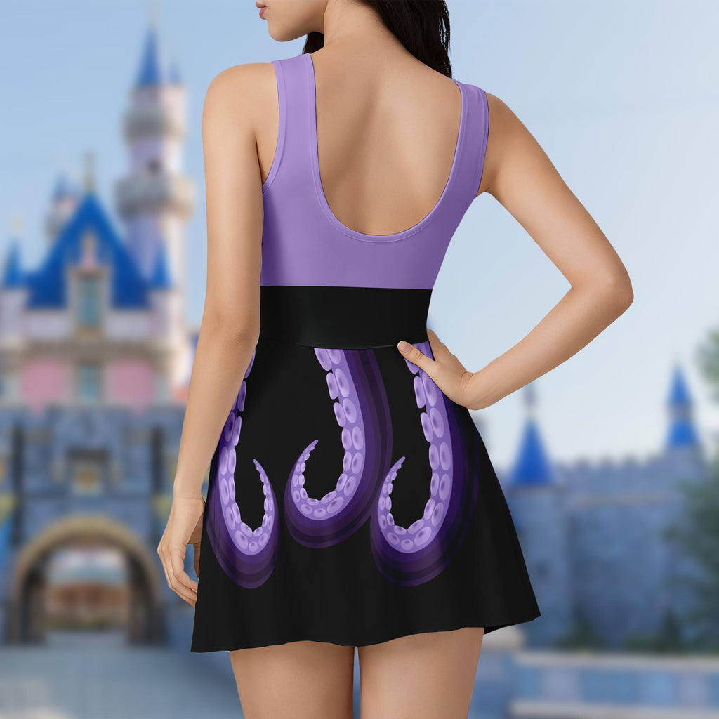 Ursula Halloween Tennis Dress Skirt, Villain Halloween Costume Cosplay Outfit, Little Mermaid Inspired Dress, Ursula Villain Dress Outfits
