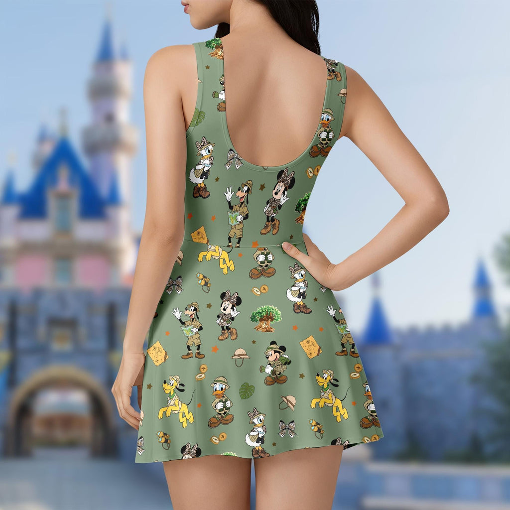 Safari Mickey Minnie Mouse Tennis Dress Skirt, DN Animal Kingdom Tennis Skirt, Jungle Adventure Dress, DN Safari Trip Outfits