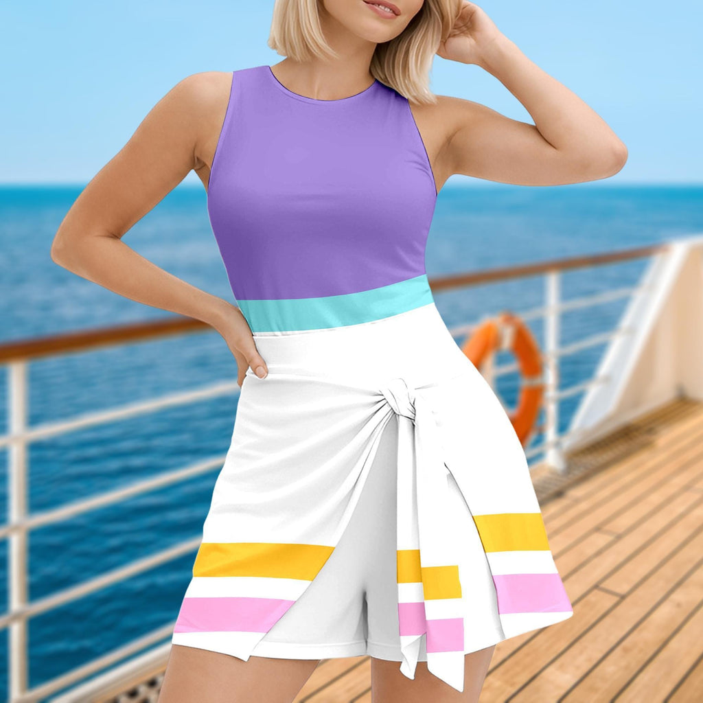 Daisy Duck Dress Skirt, Daisy Duck Halloween Costume Cosplay, Daisy Duck Wrap Skort Dress for Women, Magic Kingdom Vacation Trip Outfits