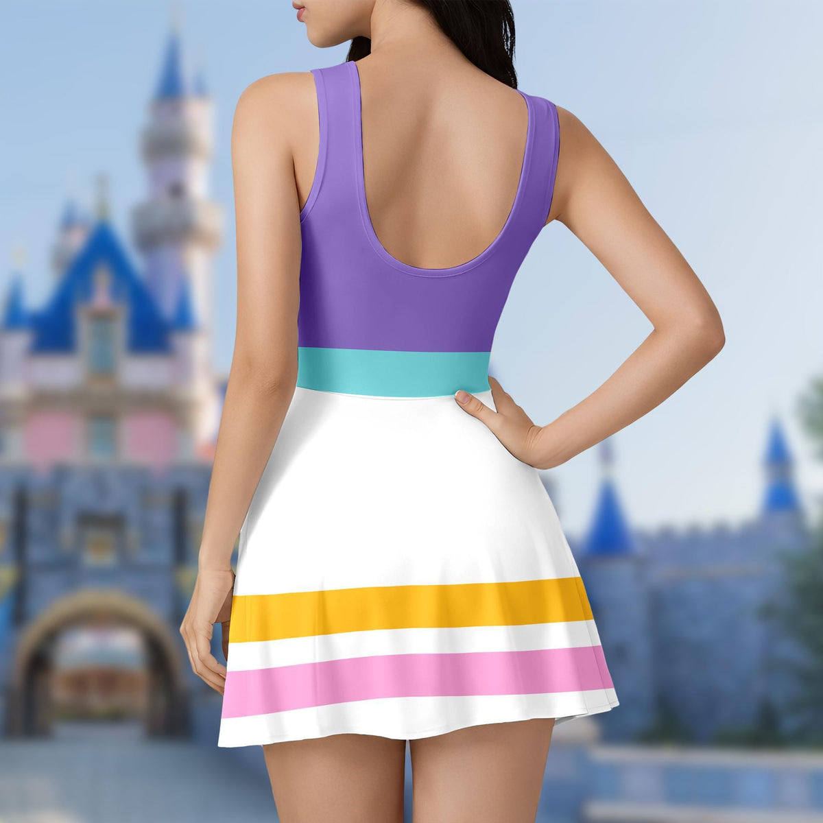 Daisy Duck Dress Skirt, Daisy Duck Halloween Costume Cosplay, Daisy Duck Wrap Skort Dress for Women, Magic Kingdom Vacation Trip Outfits