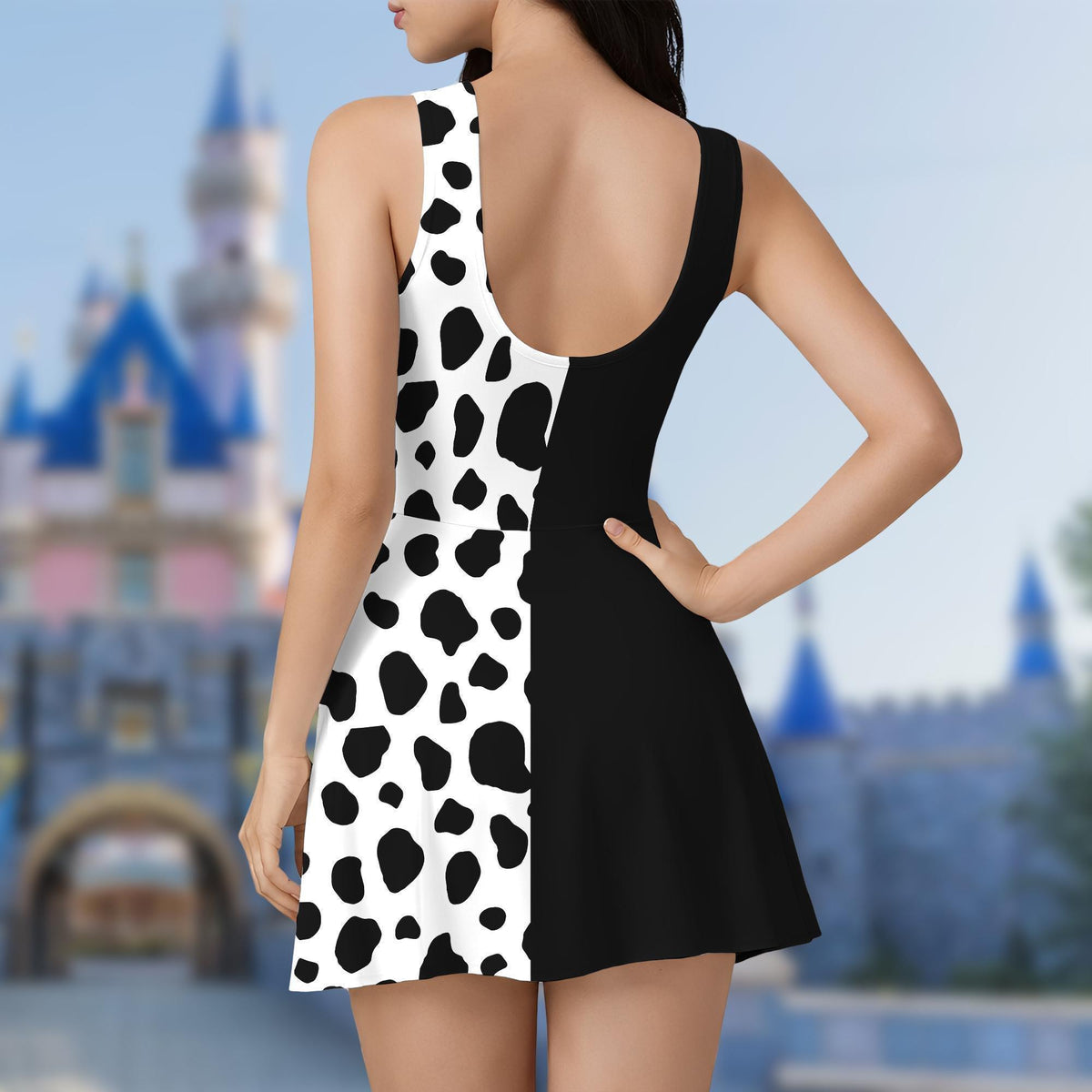 Halloween Cruella De Vil Wrap Skort Dress, 101 Dalmatians Dress Skirt, 101 Dalmatian Costume Dress For Women, WDW Magic Kingdom Dress Outfit