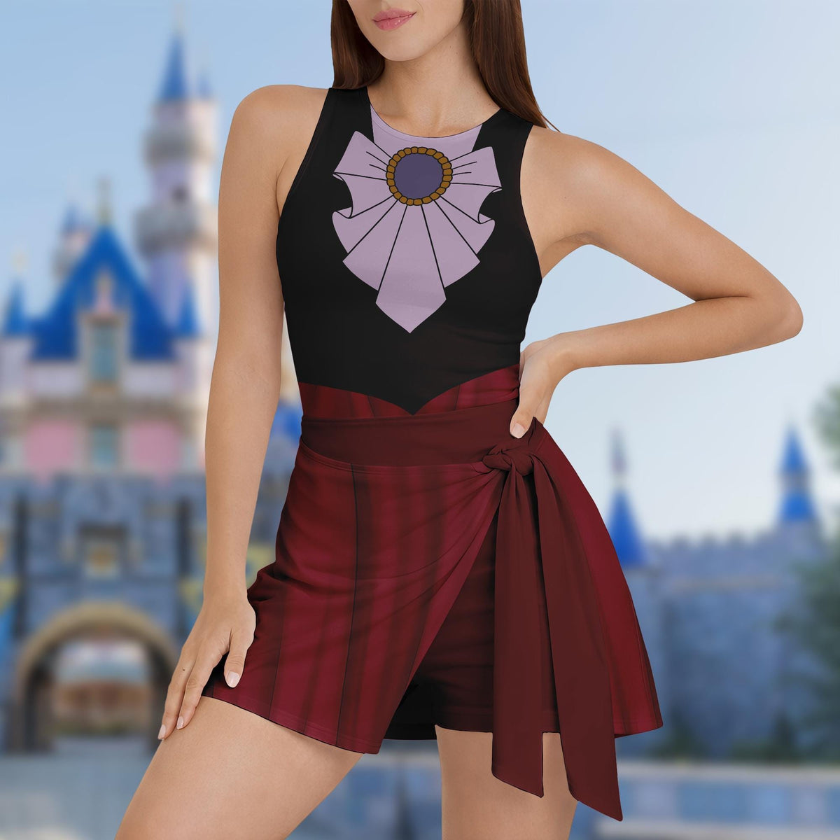 Madame Adelaide Bonfamille Dress Skirt, The Aristocats Halloween Costume Cosplay, The Aristocats Wrap Skort Dress, Magic Kingdom Outfits