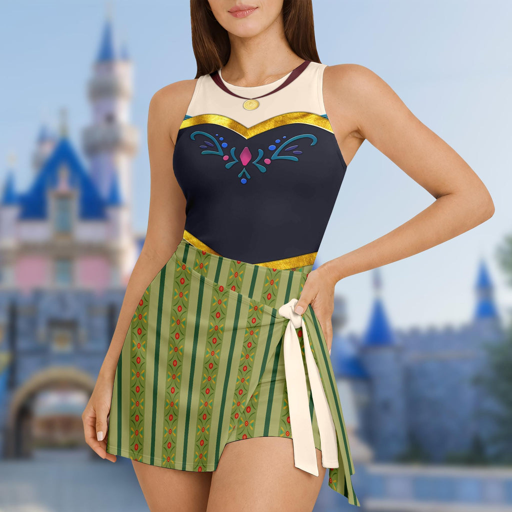 Halloween Anna Frozen Dress Skirt, Frozen Halloween Costume Cosplay, Anna Princess Wrap Skort Dress, Magic Kingdom Dress Outfits For Women