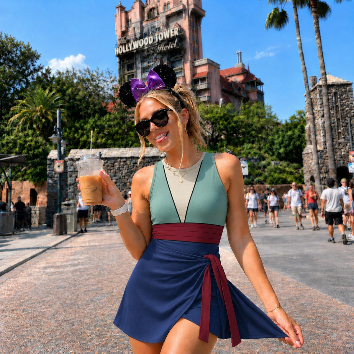Mulan Princess Bounds Wrap Skort Dress, Chinese Warrior Cosplay Dress, Mulan Princess Outfit, Theme Park Dress, Women Halloween Outfit