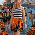 Halloween Pumpkin Tennis Skirt Dress, Disney Bounding Vintage Bat Print A-Line Dress, Spooky Castle Outfit for Park