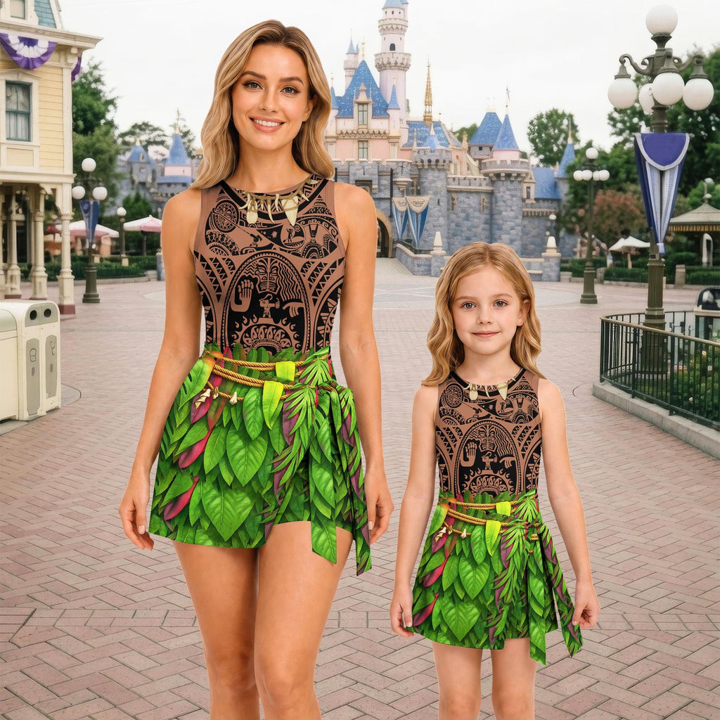 Disney Maui Costume Matching Dress, Moana Cosplay Wrap Skort Dress, Maui Costume Dress, Matching Couples Clothing, Tribal Tattoo Gift