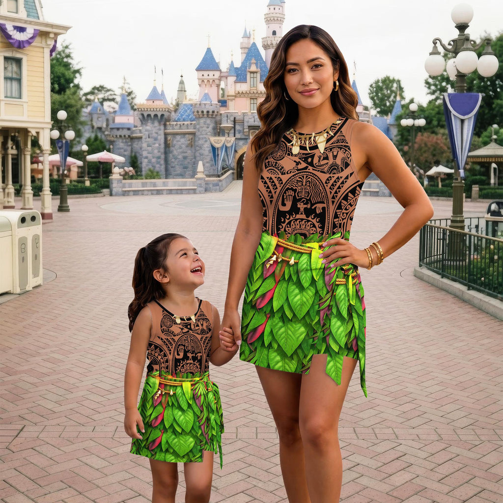 Disney Maui Costume Matching Dress, Moana Cosplay Wrap Skort Dress, Maui Costume Dress, Matching Couples Clothing, Tribal Tattoo Gift