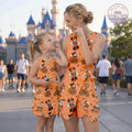 Coquette Bow Mickey And Friends Autumn Tennis Dress, Disneyland Fall Vibes Coquette Halloween Skirt, Disney Family Halloween Trip Outfit