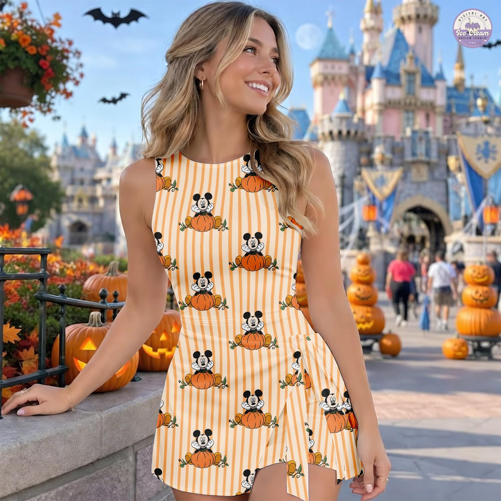 Disney Halloween Mickey Pumpkin Tennis Dress, Disneyland Spooky Outfits, Mickey Not So Scary Skort, Disney Women's Dress, Gift for Her