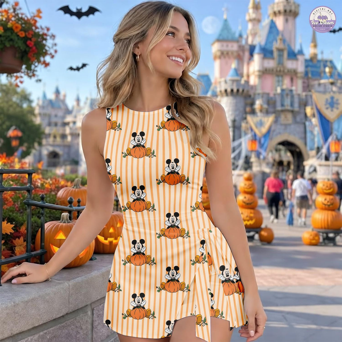 Disney Halloween Mickey Pumpkin Tennis Dress, Disneyland Spooky Outfits, Mickey Not So Scary Skort, Disney Women's Dress, Gift for Her