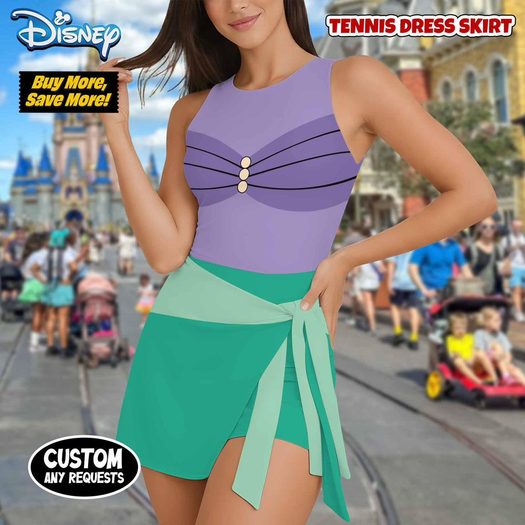 Halloween Ariel Costume Wrap Skort dress, Princess Cosplay Dress, Ariel Costume Outfit, Halloween Party 2026 Girls' Trip Dress