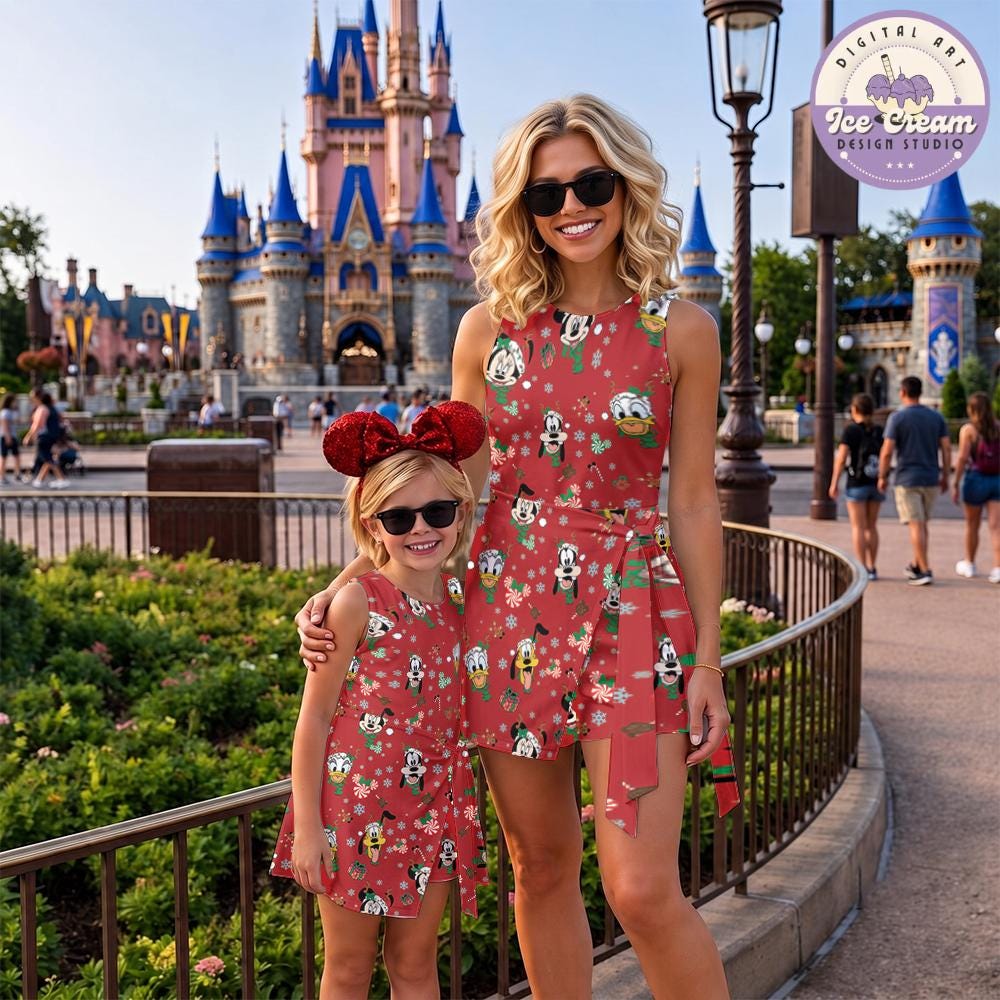 Mickey and Friends Disney Christmas Tennis Dress, Mickey's Very Merry Christmas Party Women Kids Costume Dress Skirt, Gingerbread Activewear