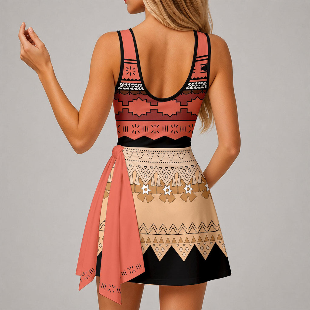 Inspired Moana Princess Tennis Dress, Disney Moana Athletic Skort Disneyland Pleated Skirt Theme Park Running Magic Kingdom Wear