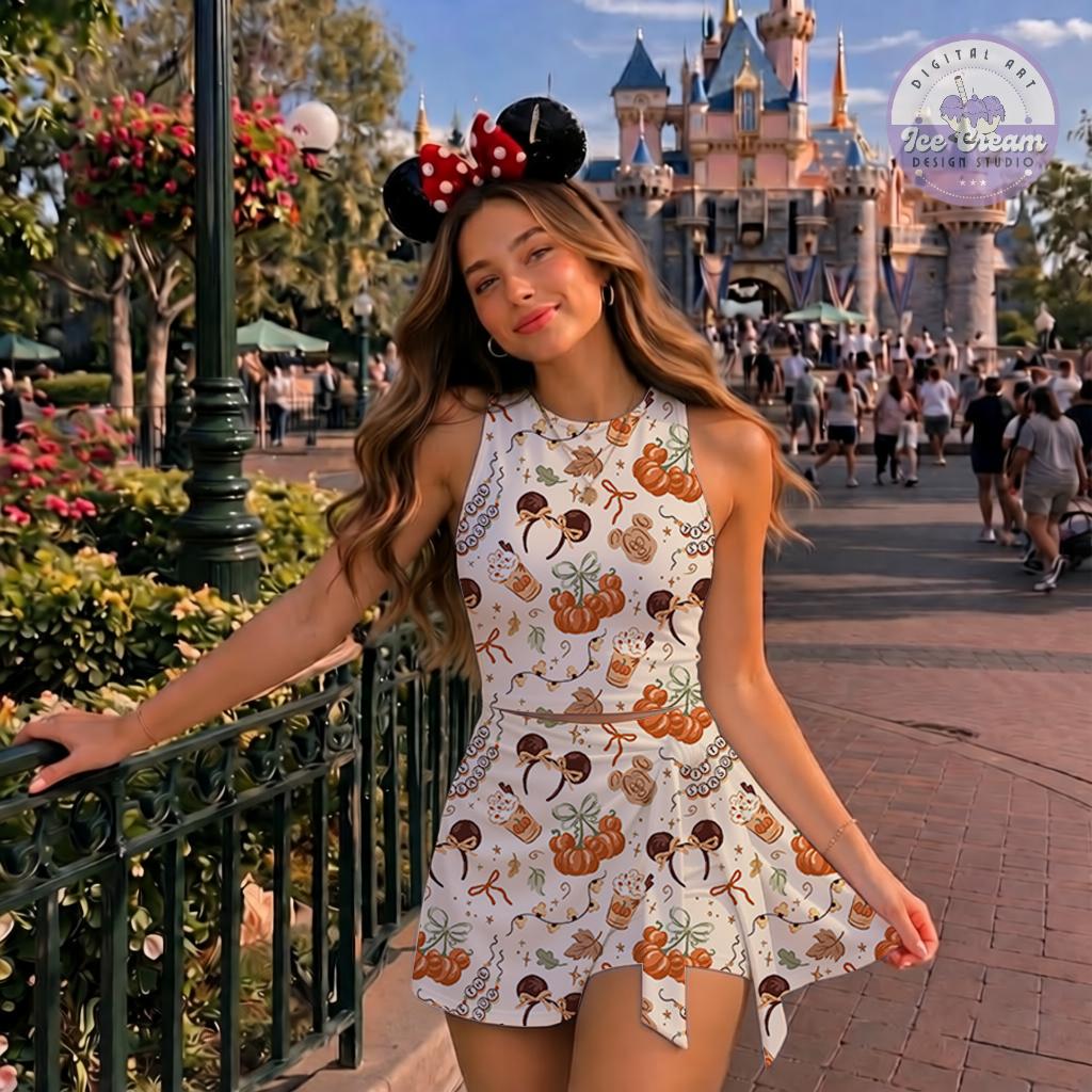 Coquette Mickey pumpkin Fall Vibes Tennis Dress, Magic Kingdom WDW Disneyland Trip Outfits, Disney Halloween Women's Dress, Gift for Her