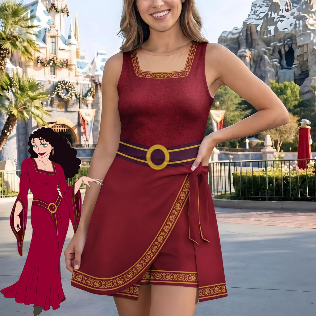 Mother Gothel Dress Skirt, Tangled Halloween Costume Cosplay, Villains Mother Gothel Wrap Skort Dress, Magic Kingdom Trip Outfits for Women