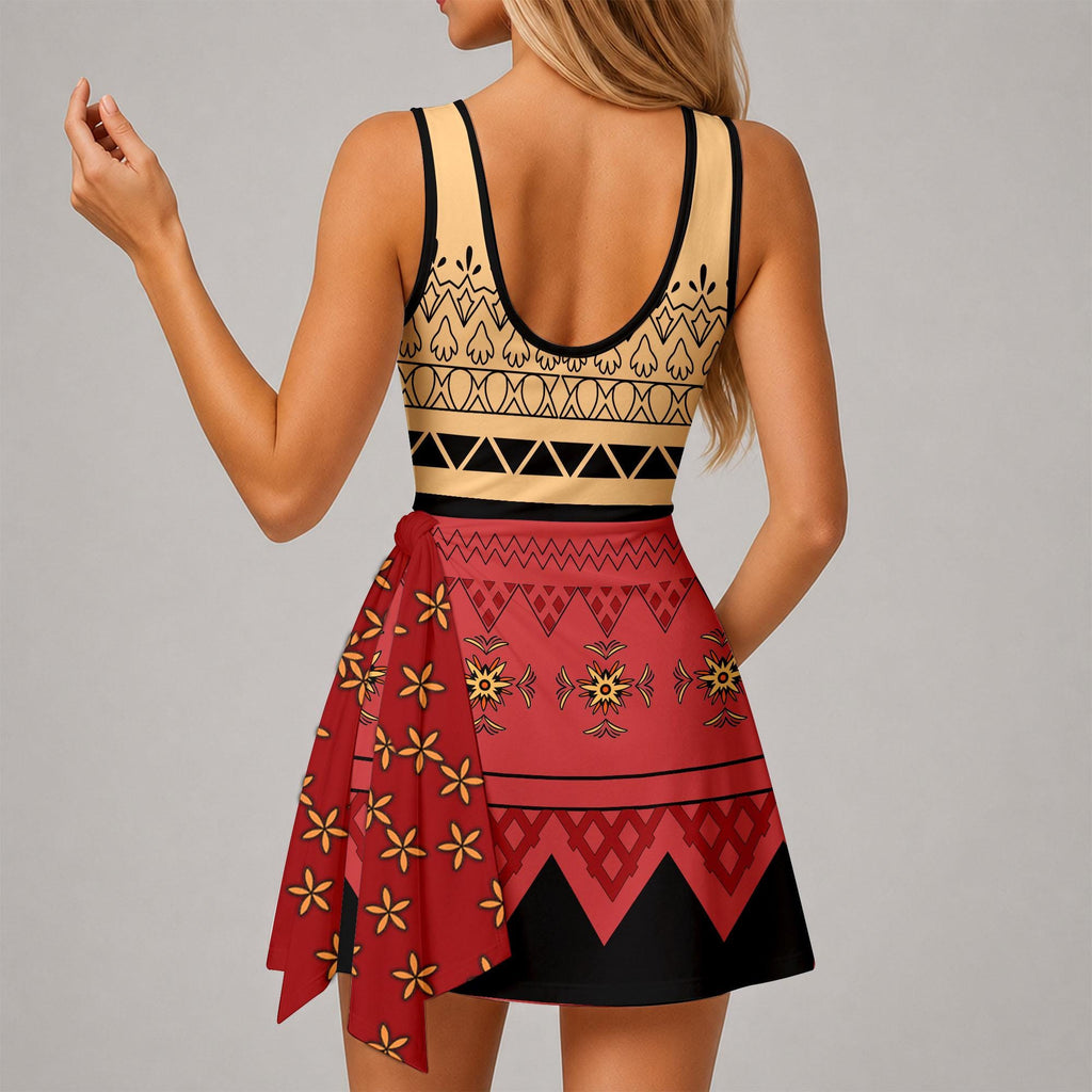 Inspired Moana Princess Tennis Dress, Disney Moana Athletic Skort Disneyland Pleated Skirt Theme Park Running Magic Kingdom Wear M2