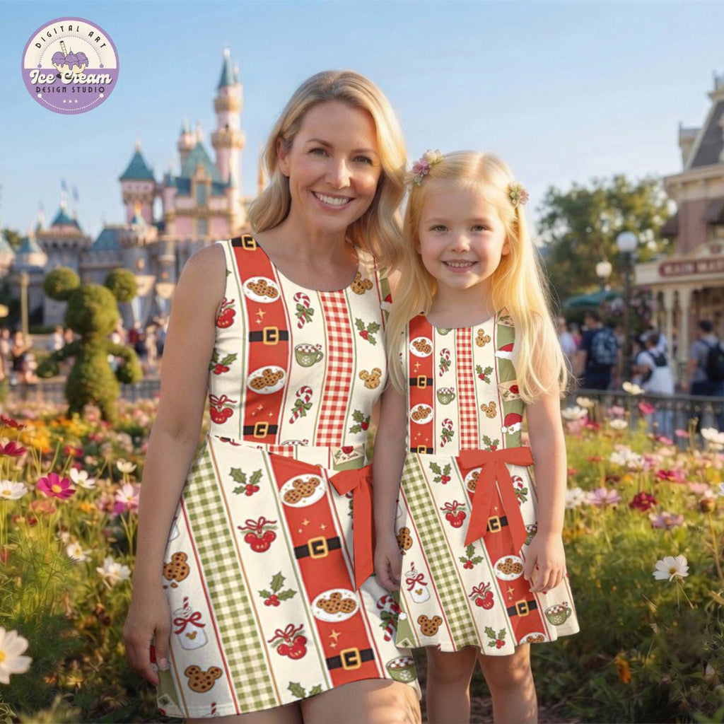 Mickey Gingerbread Christmas Tennis Dress, Magical Holiday Disneyland Outfit, Mickey Snack Xmas Pleated Skirt, Festive Winter Athletic Skirt