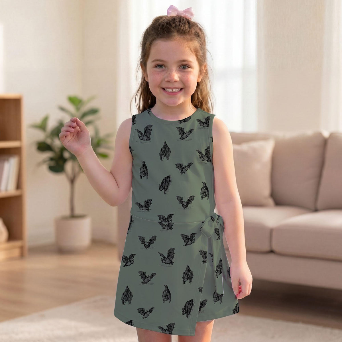 Halloween Bat Gothic Pattern Tennis Dress, Spooky Vintage Flying Bat Activewear