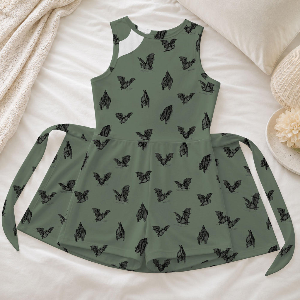 Halloween Bat Gothic Pattern Tennis Dress, Spooky Vintage Flying Bat Activewear