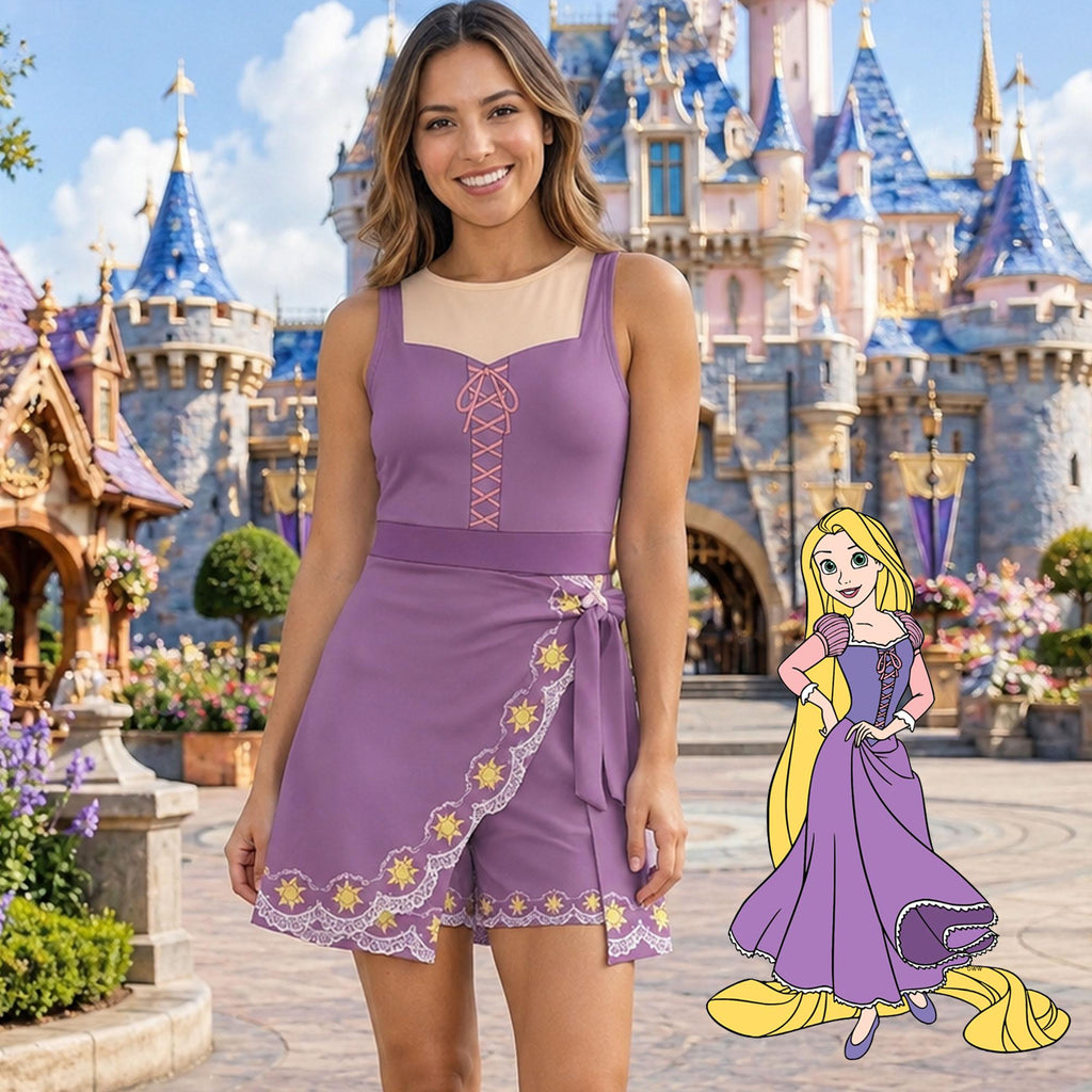 Rapunzel Costume Wrap Skort Dress, Halloween Cosplay Dress, Tangled Princess Tennis Dress, Movie Rapunzel Inspired Dress, Party Dress Gift