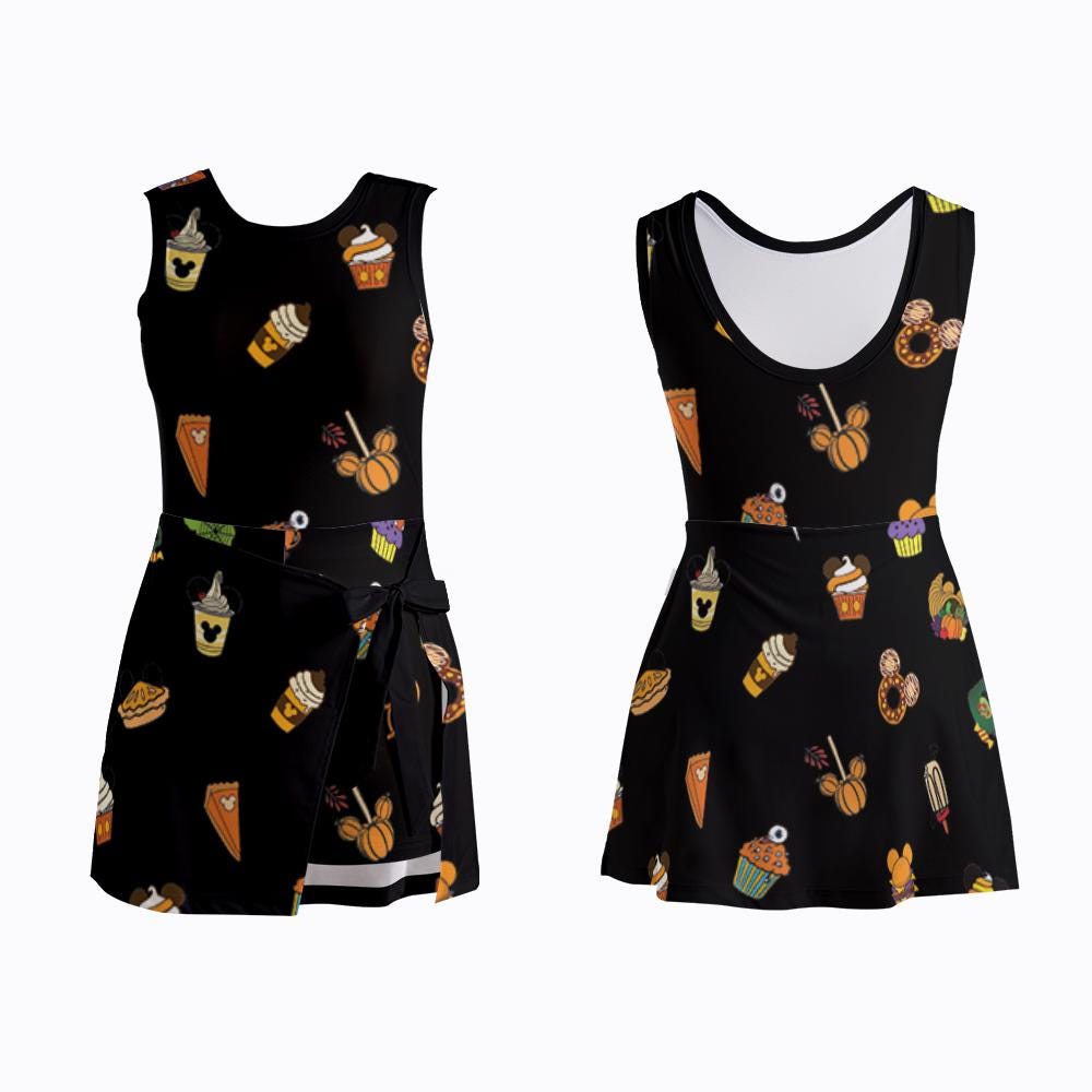 Disney Snacks Halloween Tennis Skirt Dress, Disney Mom and Daughter Matching Dress, Mickey's Not So Scary Costume, Halloween Skort Dress