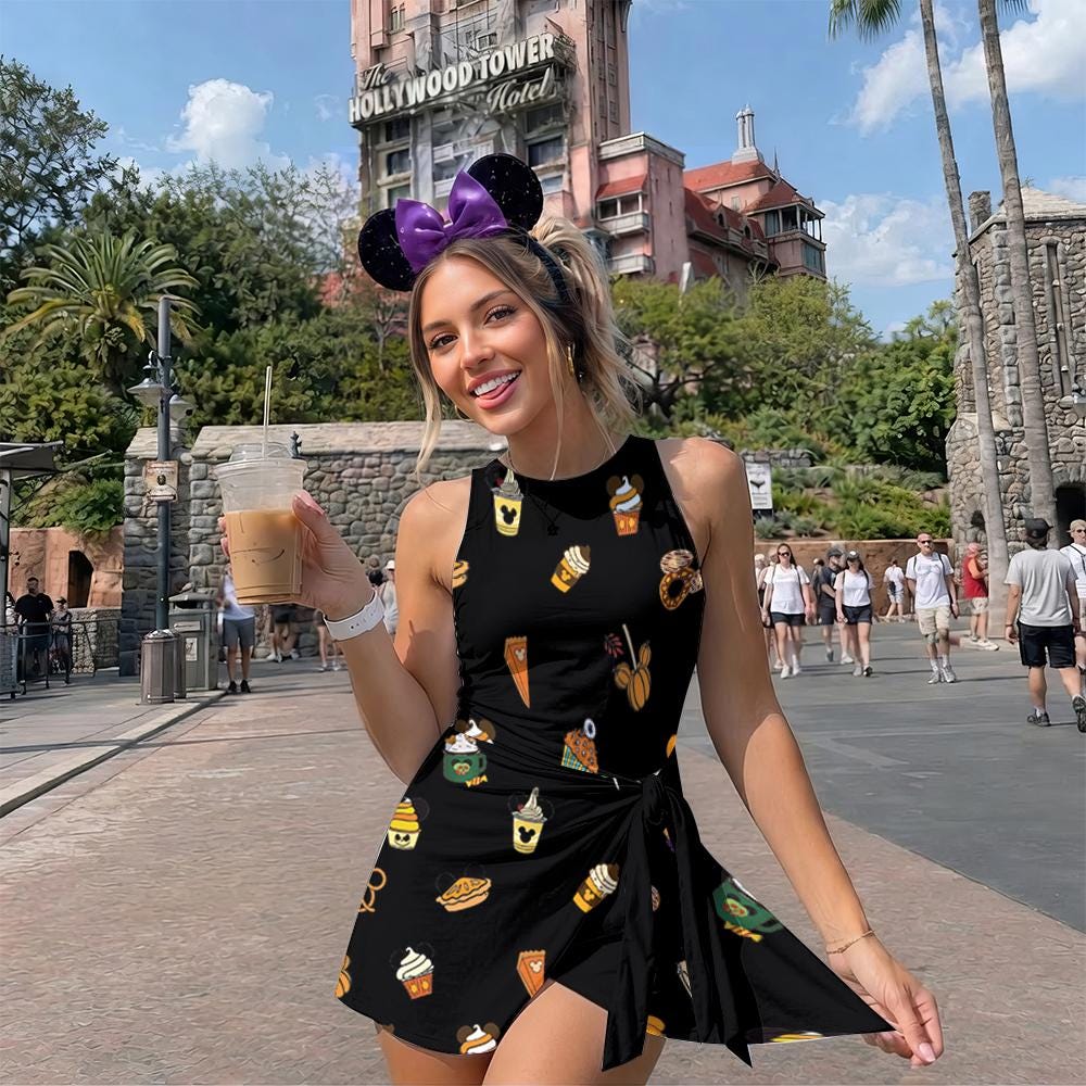Disney Snacks Halloween Tennis Skirt Dress, Disney Mom and Daughter Matching Dress, Mickey's Not So Scary Costume, Halloween Skort Dress