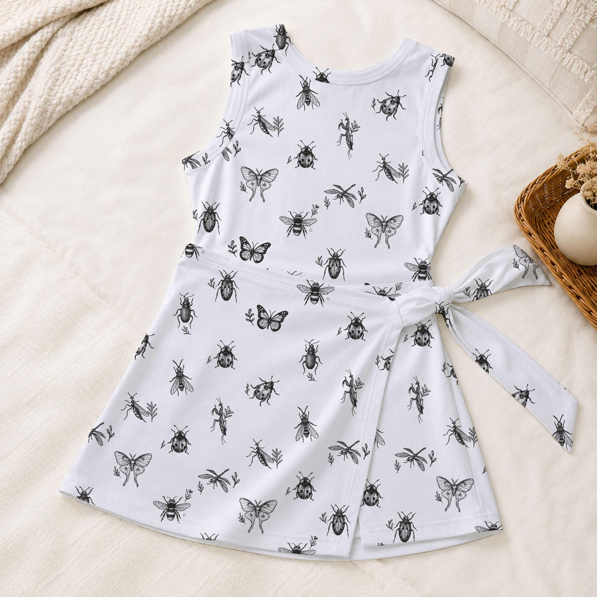 Vintage Insect Pattern Tennis Dress, Butterfly Bee Pattern Activewear, Ladybug Botanical Skort