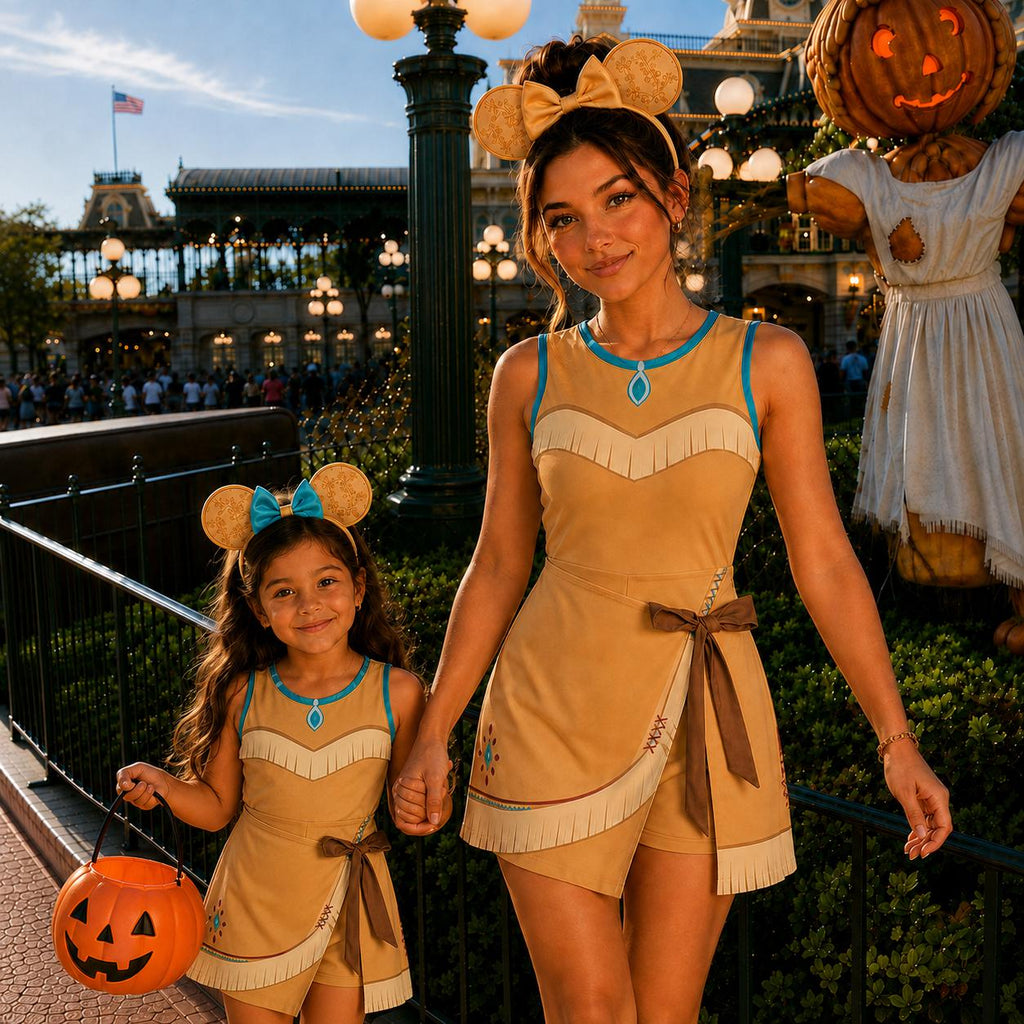 Pocahontas Princess Wrap Skort Dress, Pocahontas Halloween Costume Cosplay, Pocahontas Princess Dress for Women, Magic Kingdom Dress Outfit