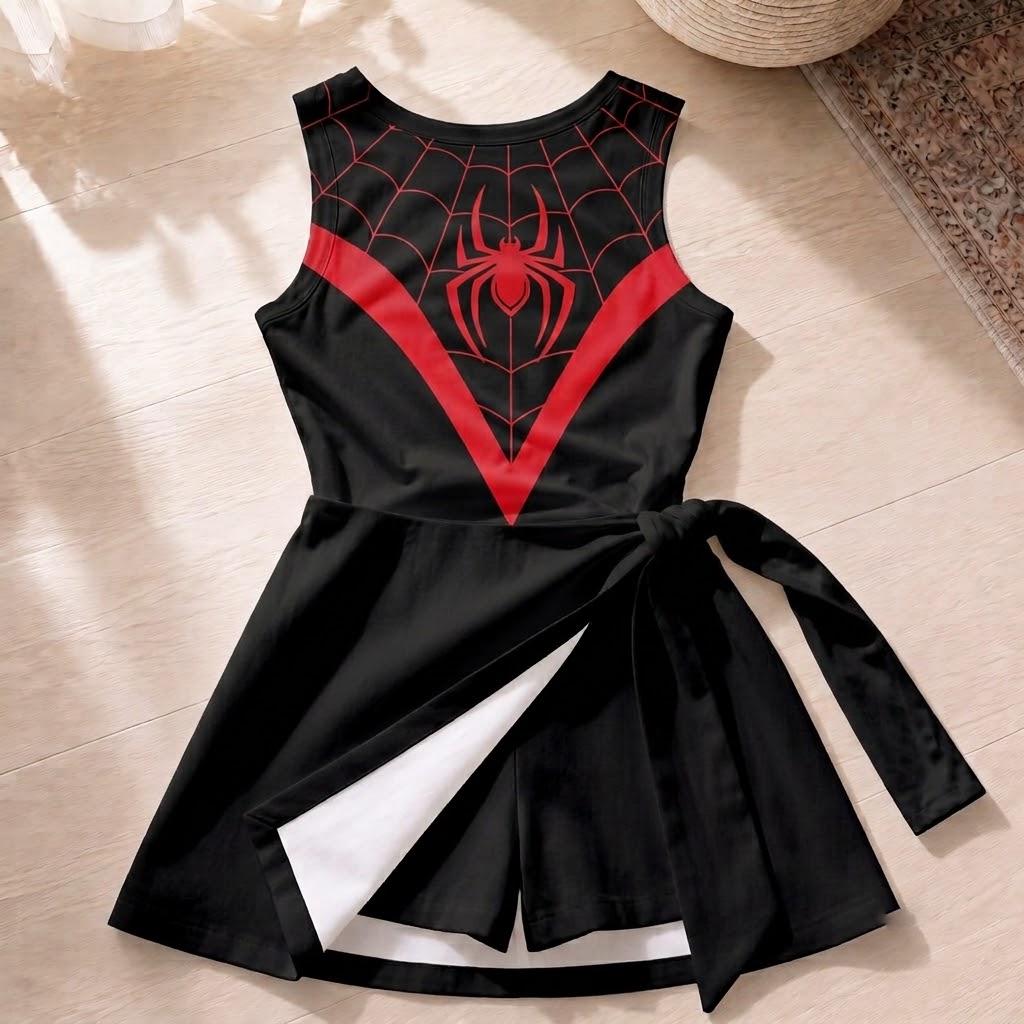 Halloween Miles Morales Spider Man Costume Tennis Dress Skirt, Spiderman Superhero Cosplay Dress, Disney Halloween Outfits, Spiderman Dress