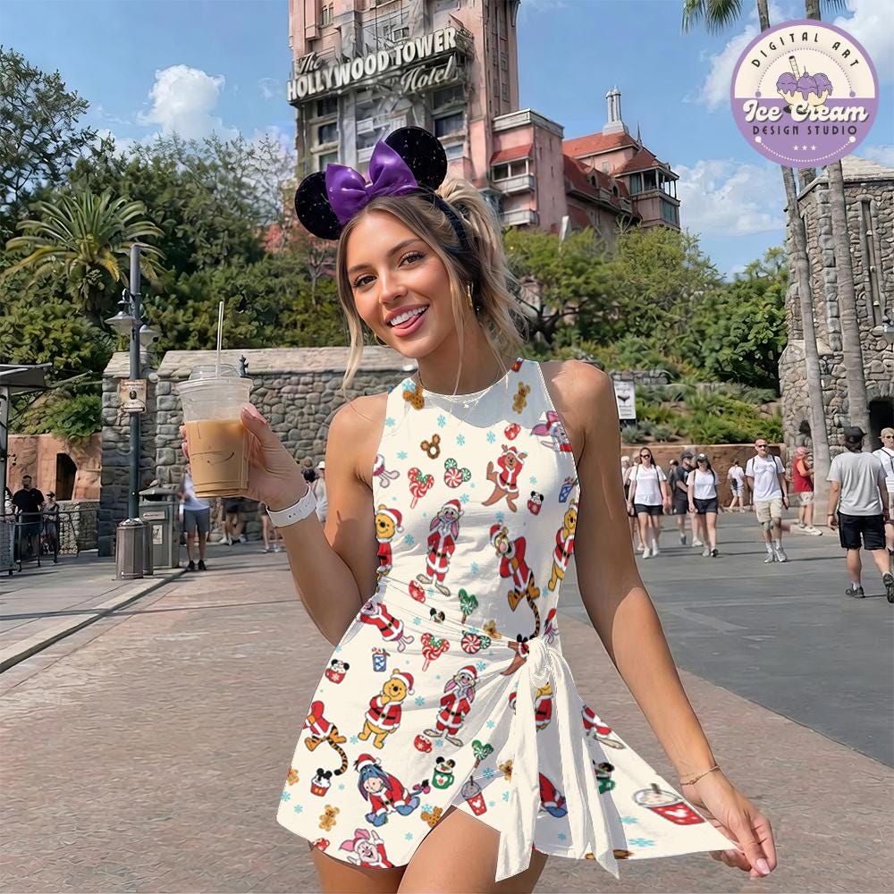 Disney Christmas Tennis Dress, Mickey's Very Merry Christmas Party Women Kids Costume Dress Skirt, Mickey and Friends Princess Activewear