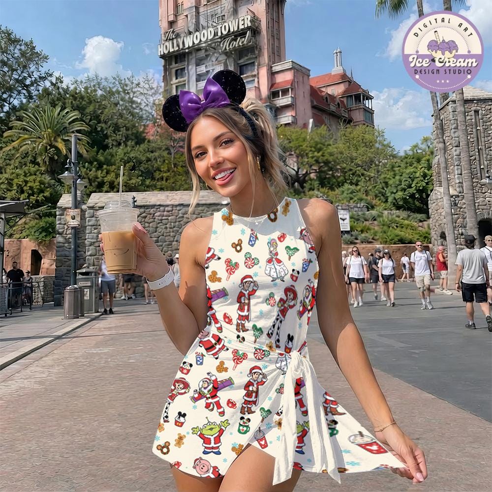 Disney Christmas Tennis Dress, Mickey's Very Merry Christmas Party Women Kids Costume Dress Skirt, Mickey and Friends Princess Activewear