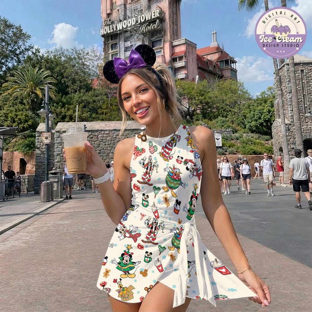 Disney Christmas Tennis Dress, Mickey's Very Merry Christmas Party Women Kids Costume Dress Skirt, Mickey and Friends Princess Activewear