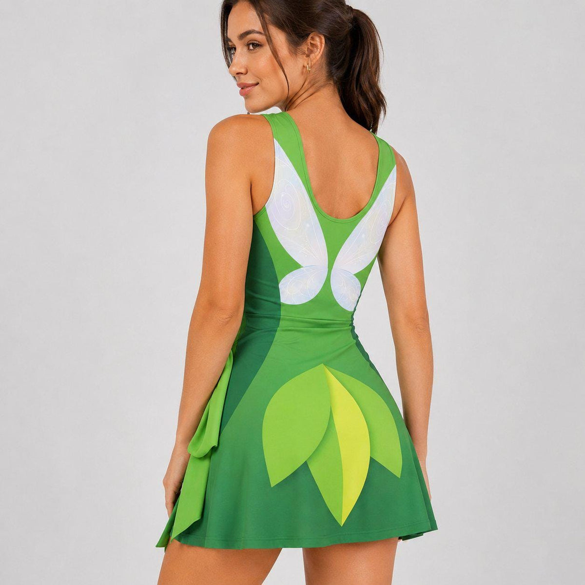 Halloween Tinker Bell Costume Tennis Dress, Spooky Peter Pan Tinker Bell Cosplay Skirt, Tinker Bell Activewear For Neverland Trip