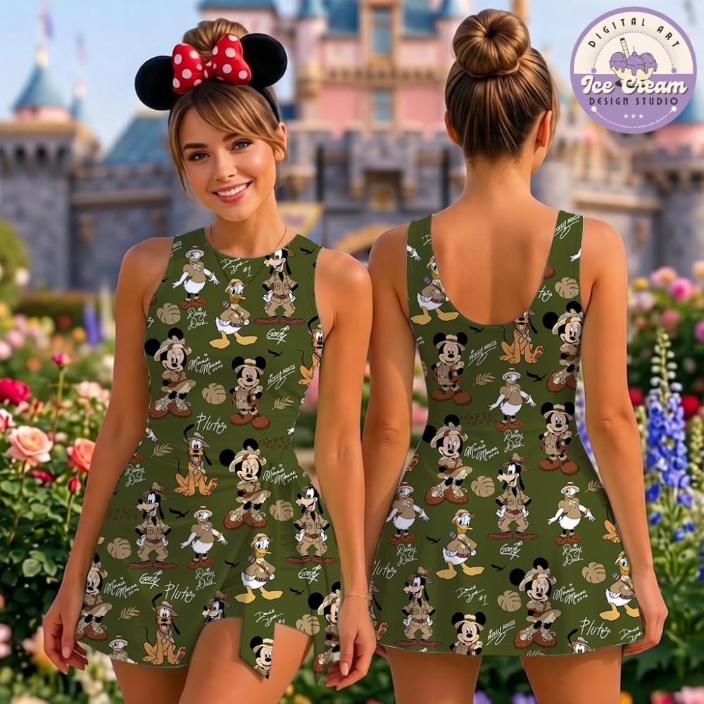 Leopard Mickey and Friends Signature Disney Animal Kingdom Tennis Dress, Safari Trip, Safari Mode Girl Trip Women Kid Costume Dress Skirt