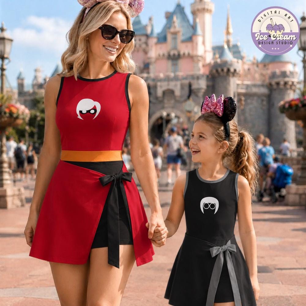Disney The Incredibles Tennis Dress, Parr Family Superhero Elastigirl Jack Jack Disney Girl Trip Hallooween Womens Kids Costume Dress Skirt