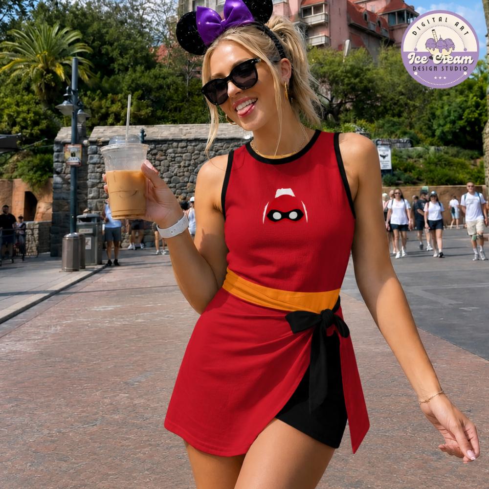 Disney The Incredibles Tennis Dress, Parr Family Superhero Elastigirl Jack Jack Disney Girl Trip Hallooween Womens Kids Costume Dress Skirt