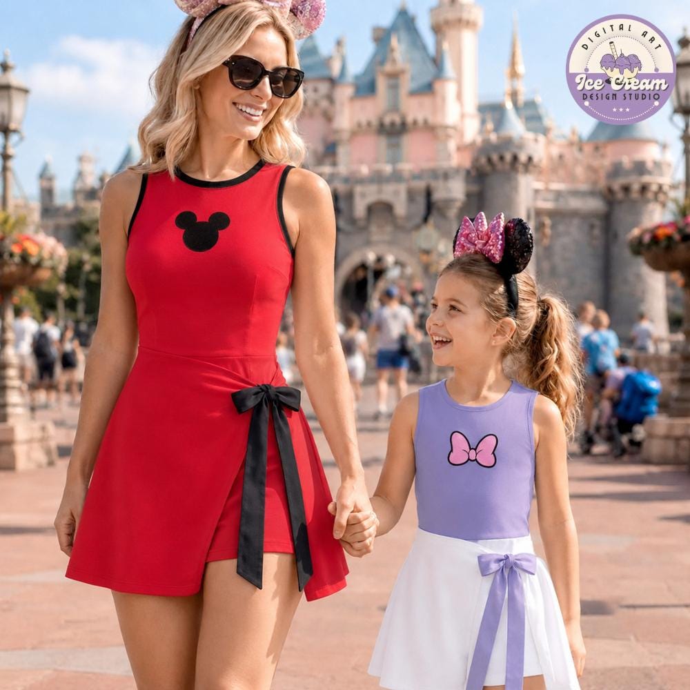 Disney Mickey and Friends Tennis Dress, All Characters Mickey Minnie Outfit, Disney Girls Trip Hallooween Womens Kids Costume Dress Skirt