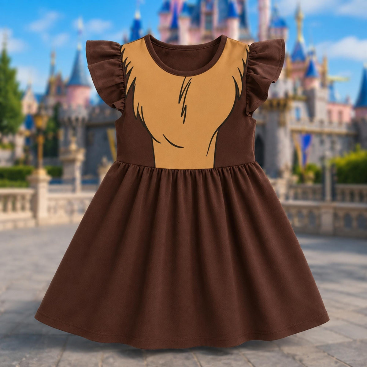 Cute Chipmunk Ruffle Dress, Brown Animal Halloween Costume, Woodland Critter Cosplay Dress, Girls Party Outfit, Halloween Costume