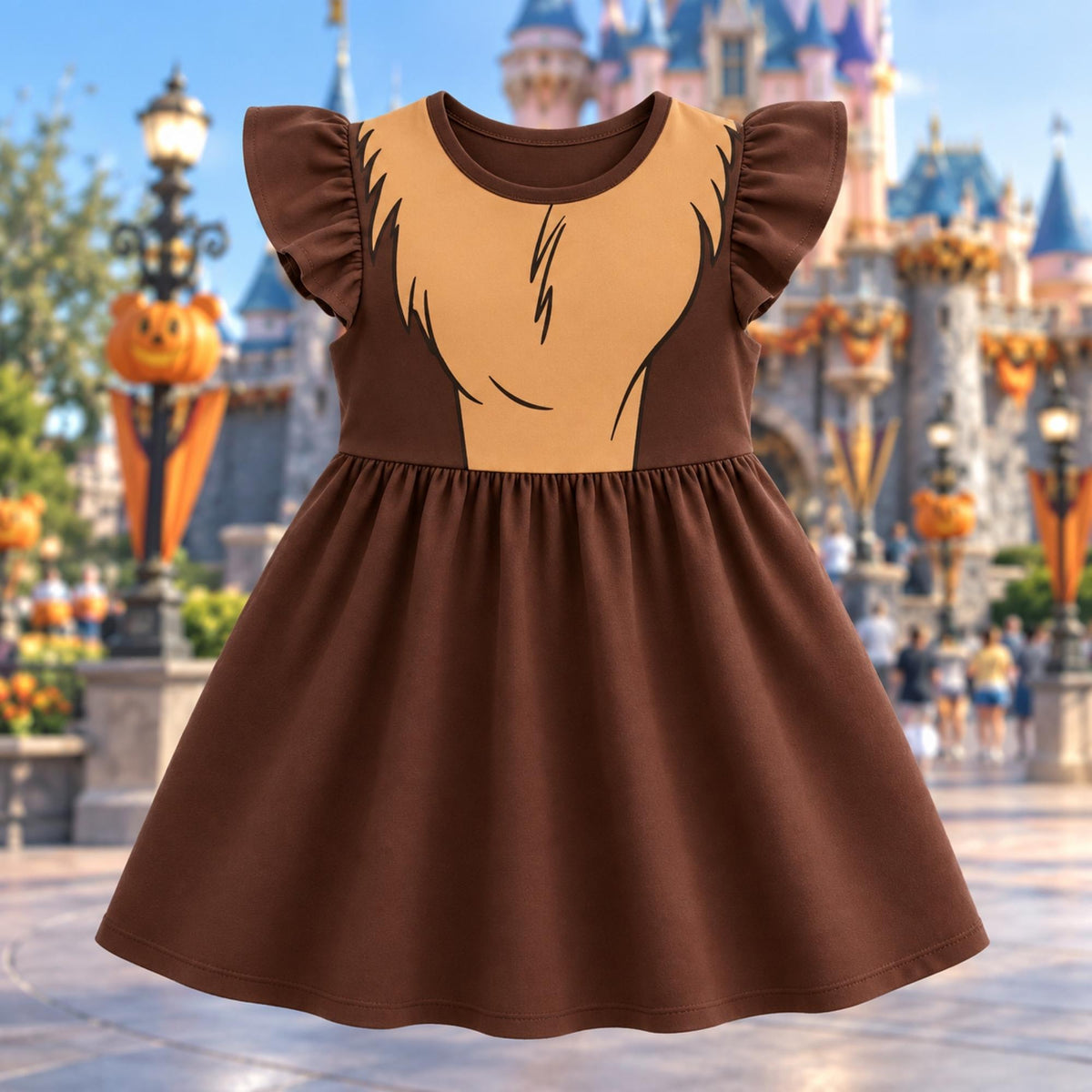 Cute Chipmunk Ruffle Dress, Brown Animal Halloween Costume, Woodland Critter Cosplay Dress, Girls Party Outfit, Halloween Costume