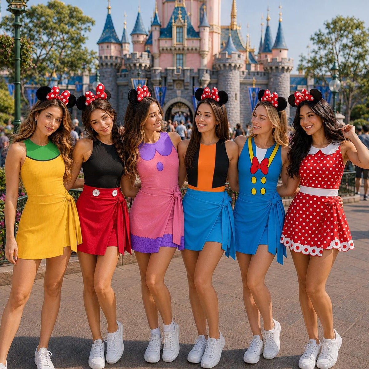 Halloween Mickey & Friends Dress Skirt, Mickey Minnie Mouse Wrap Skort Dress, Mickey Goofy Pluto Costume Dress, Halloween Trip Outfit
