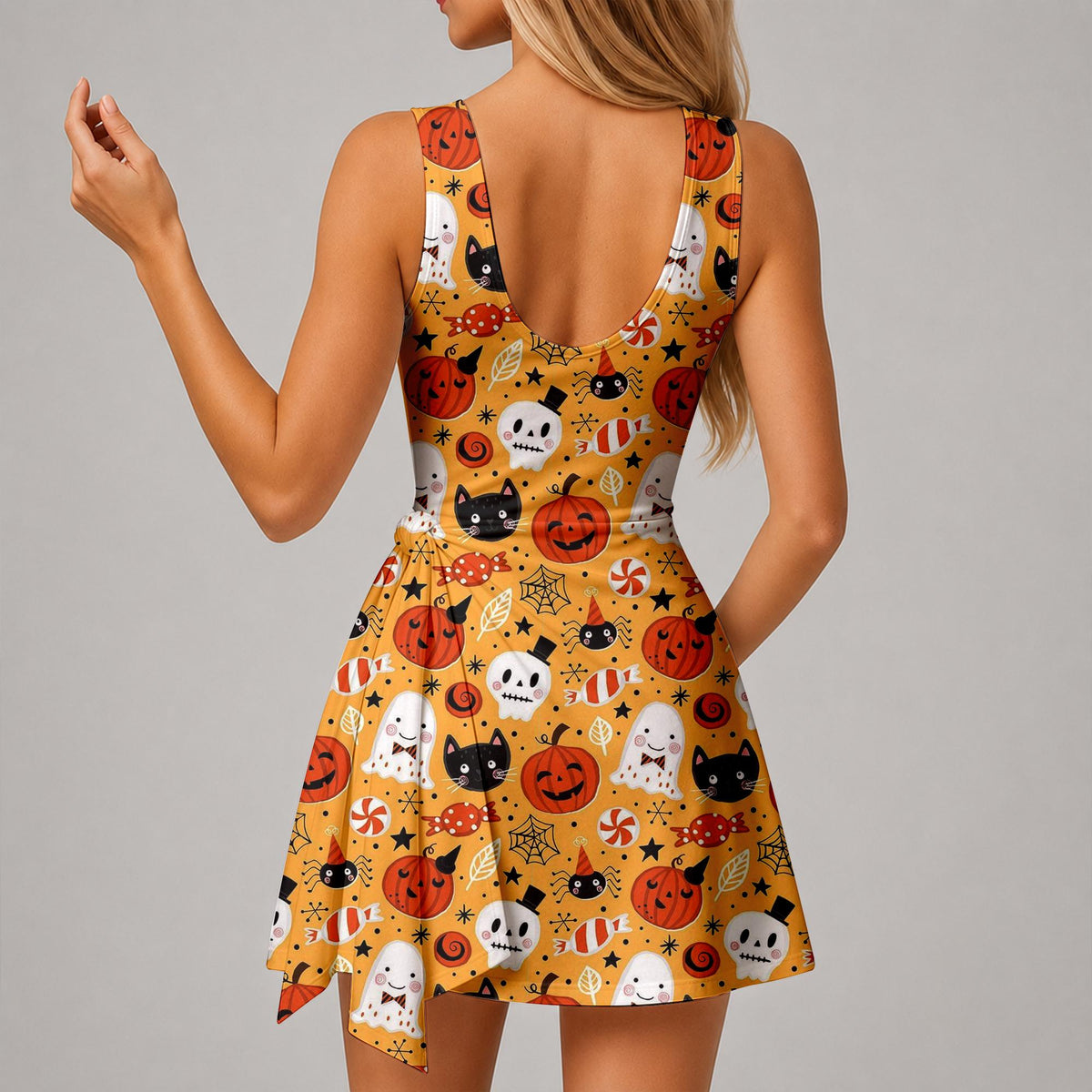 Halloween Duck Tennis Dress, Halloween Pattern Athletic Skort Spooky Season Skirt Pumpkin Trick or Treat Dress Halloween Gift