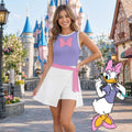 Daisy Duck Inspired Wrap Skort Dress, Purple White Duck Cosplay Dress, Theme Park Vacation Outfit, Halloween Costume Dress