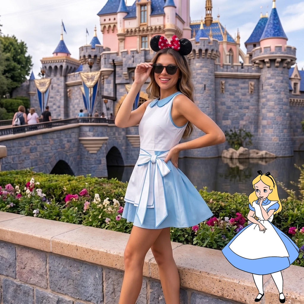 Alice Princess Costume Wrap Skort Dress, Halloween Cosplay Dress, Alice In Wonderland Tennis Dress, Movie Alice Inspired Dress, Party Dress