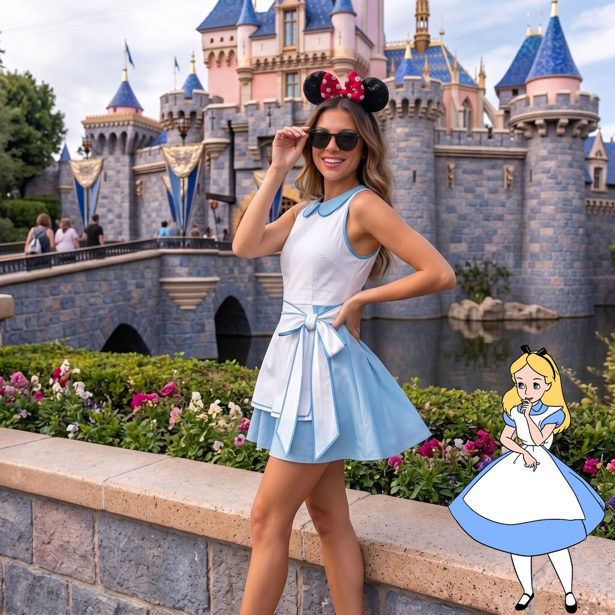Alice Princess Costume Wrap Skort Dress, Halloween Cosplay Dress, Alice In Wonderland Tennis Dress, Movie Alice Inspired Dress, Party Dress
