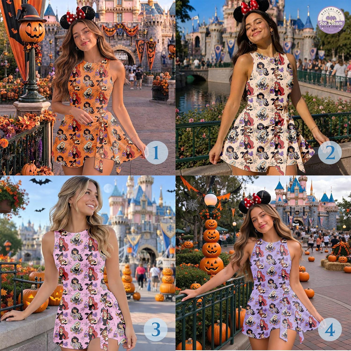 Disney Princess Halloween Tennis Dress, Disneyland Halloween Girls Trip Outfits, Mickey's Not So Scary Skort, Women's Halloween Party Dress