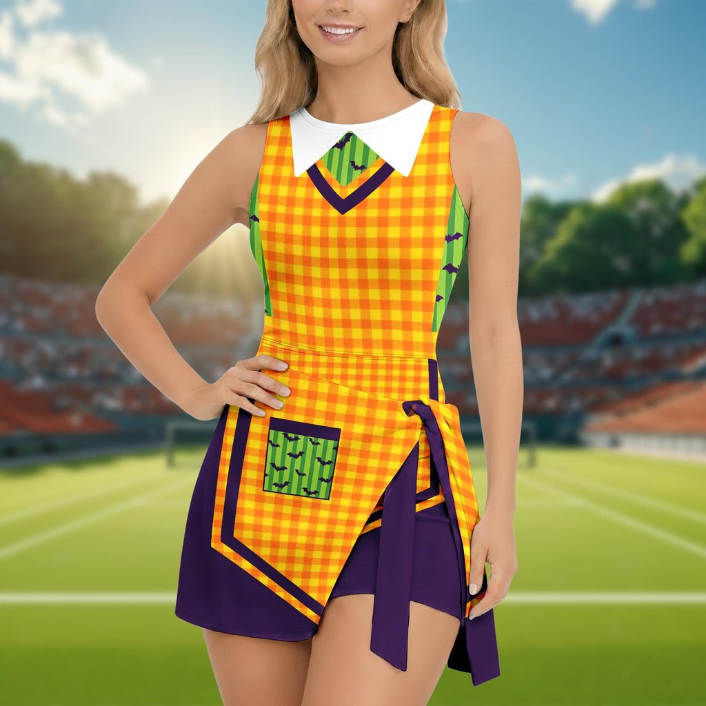 Halloween Cast Member Inspired Dress, Halloween Event Costume Wrap Skort Dress, Halloween Cosplay Women Dress, Girls Trip Party Outfit