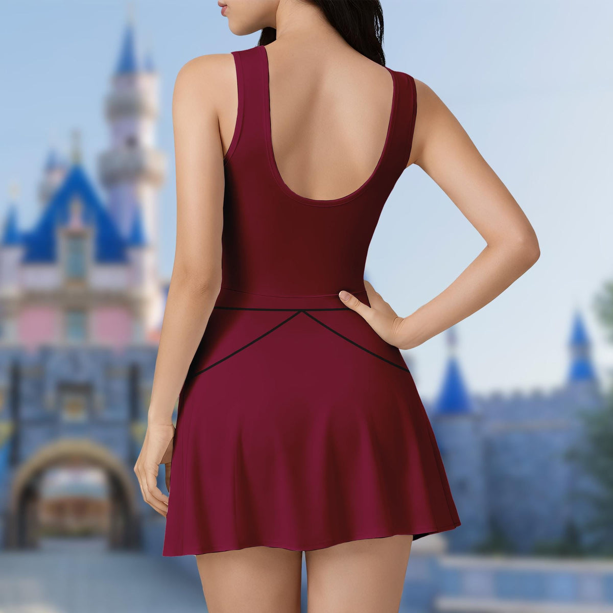 Halloween Lady Tremaine Wrap Skort Dress, Lady Tremaine Cinderella Dress Skirt, Lady Tremaine Halloween Costume Cosplay, Villain Dress