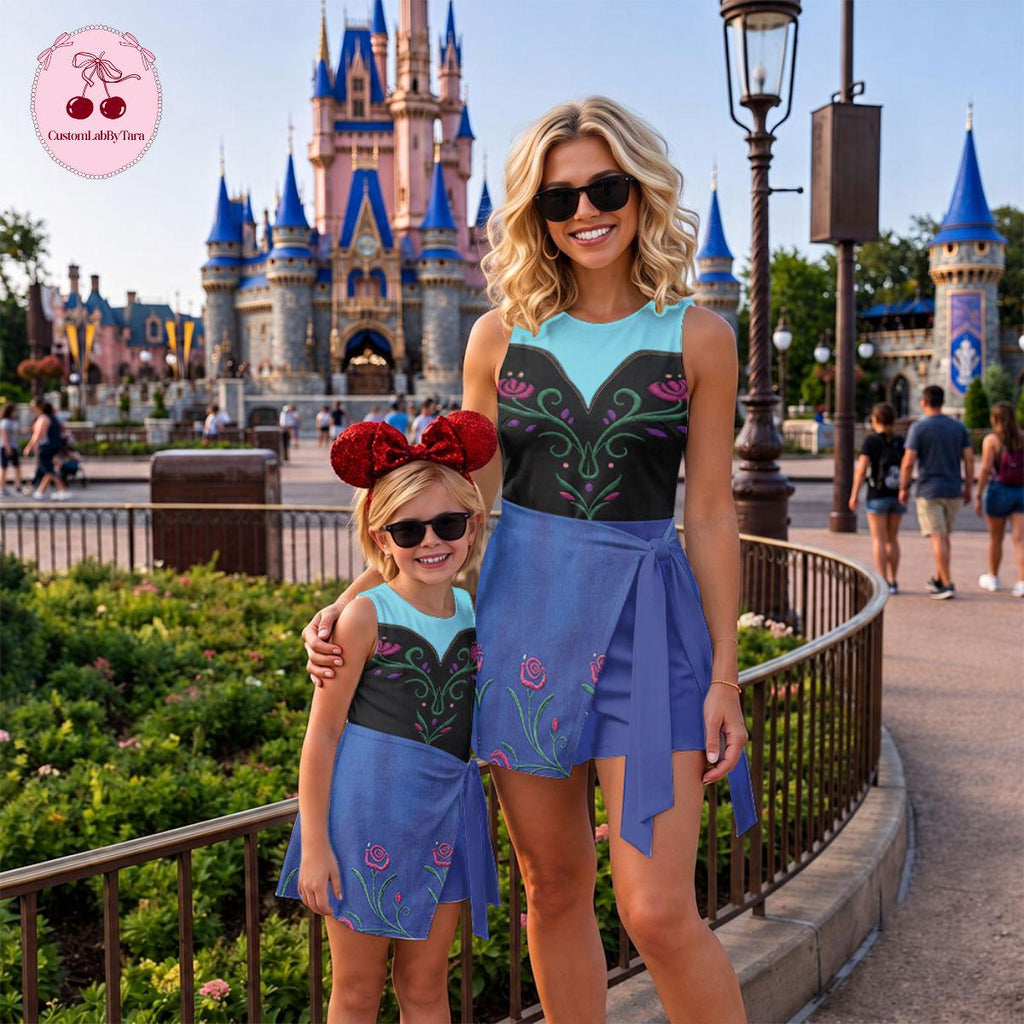 Anna Princess Costume Wrap Skort Dress, Frozen Anna Dress Skirt, Princess Cosplay Outfit, WDW Halloween Party Outfits, Halloween Dress Gifts