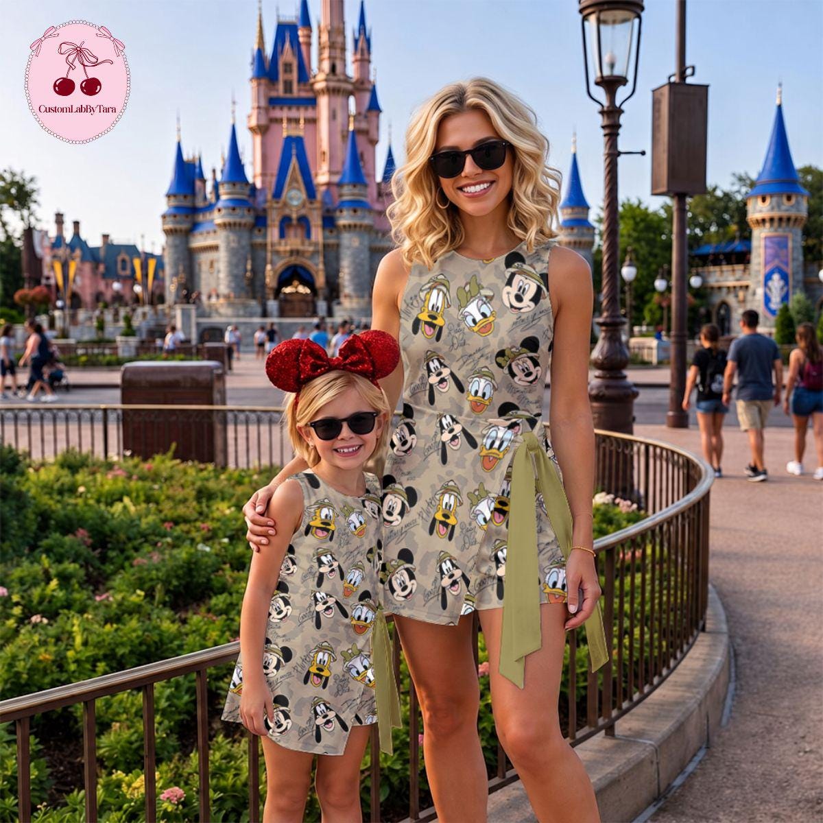 Mickey And Friend Safari Tennis Dress Skirt, Mommy and Me Animal Kingdom Camo Skort, Sketch Mouse Sport Outfit, Summer Park Vacation Apparel